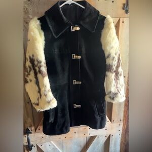 Black and Cream Leather Jacket